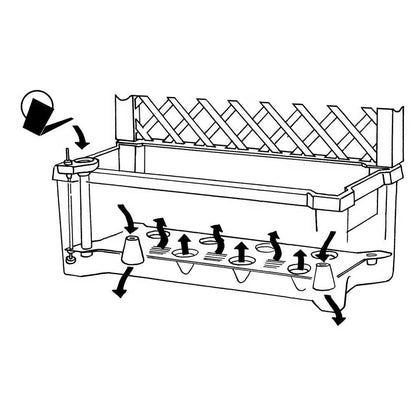 Outdoor Self-Watering Garden Planter with Trellis and Wheels in Grey Plastic - Tampa Home & Garden Store