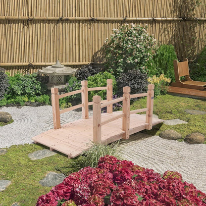 Outdoor Solid Wood 5-Ft Garden Bridge in Natural Wood Finish - Tampa Home & Garden Store
