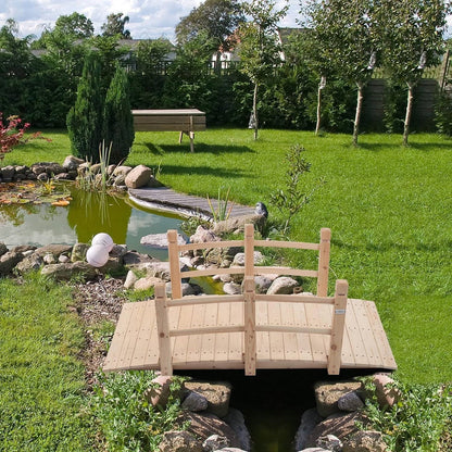 Outdoor Solid Wood 5-Ft Garden Bridge in Natural Wood Finish - Tampa Home & Garden Store