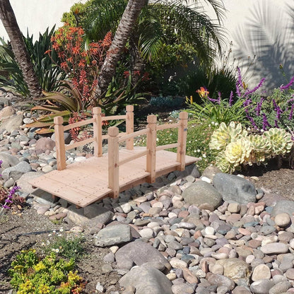 Outdoor Solid Wood 5-Ft Garden Bridge in Natural Wood Finish - Tampa Home & Garden Store