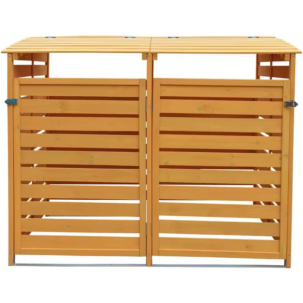 Outdoor Solid Wood Garbage Can Recycle Bin Storage Shed - Holds 2 Trash Bins - Tampa Home & Garden Store