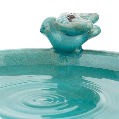 Outdoor Turquoise Blue Ceramic Birdbath - Tampa Home & Garden Store