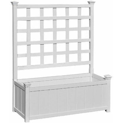 Outdoor White Vinyl Garden Planter Box with Trellis - Tampa Home & Garden Store