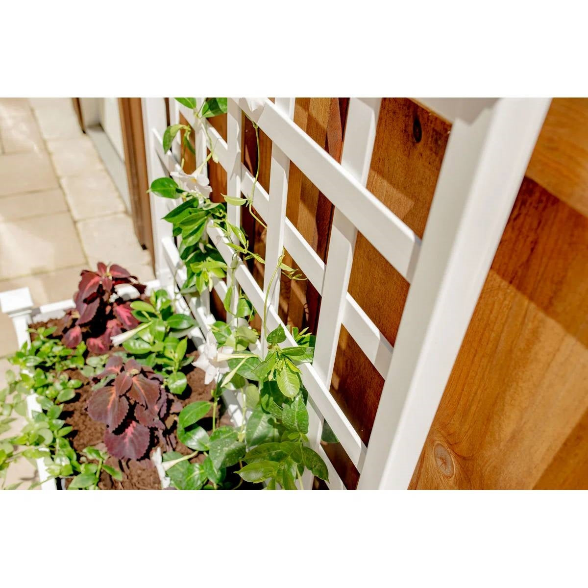 Outdoor White Vinyl Garden Planter Box with Trellis - Tampa Home & Garden Store
