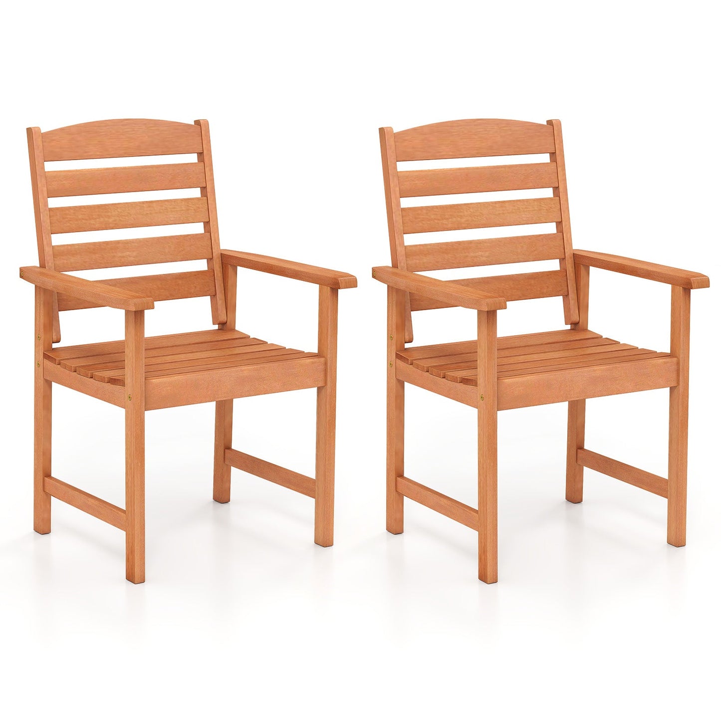 Outdoor Wooden Dining Chairs with Inclined Backrests and Slatted Seats - Tampa Home & Garden Store