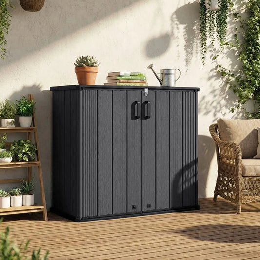 Outdoor storage box 23.5 cu ft lockable with floor, black DirectDeals on Tampa Home & Garden Store