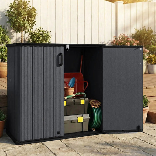 Outdoor storage box 23.5 cu ft lockable with floor, black DirectDeals storage cabinet on Tampa Home & Garden Store