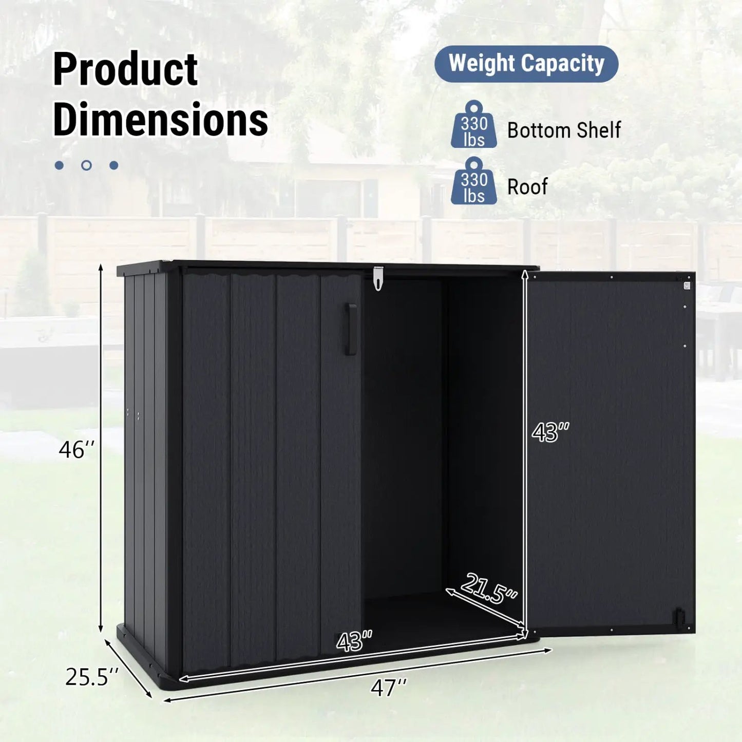 Outdoor Storage Box 23.5 Cu Ft Lockable Floor