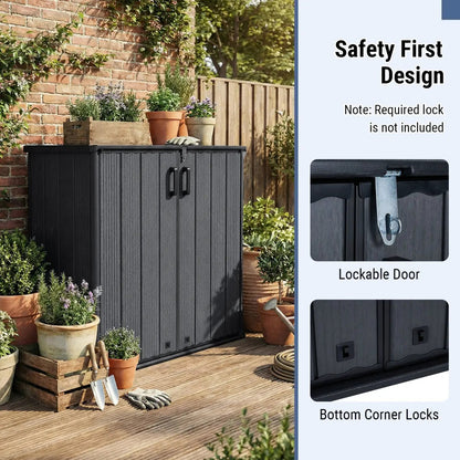 Outdoor Storage Box 23.5 Cu Ft Lockable Floor