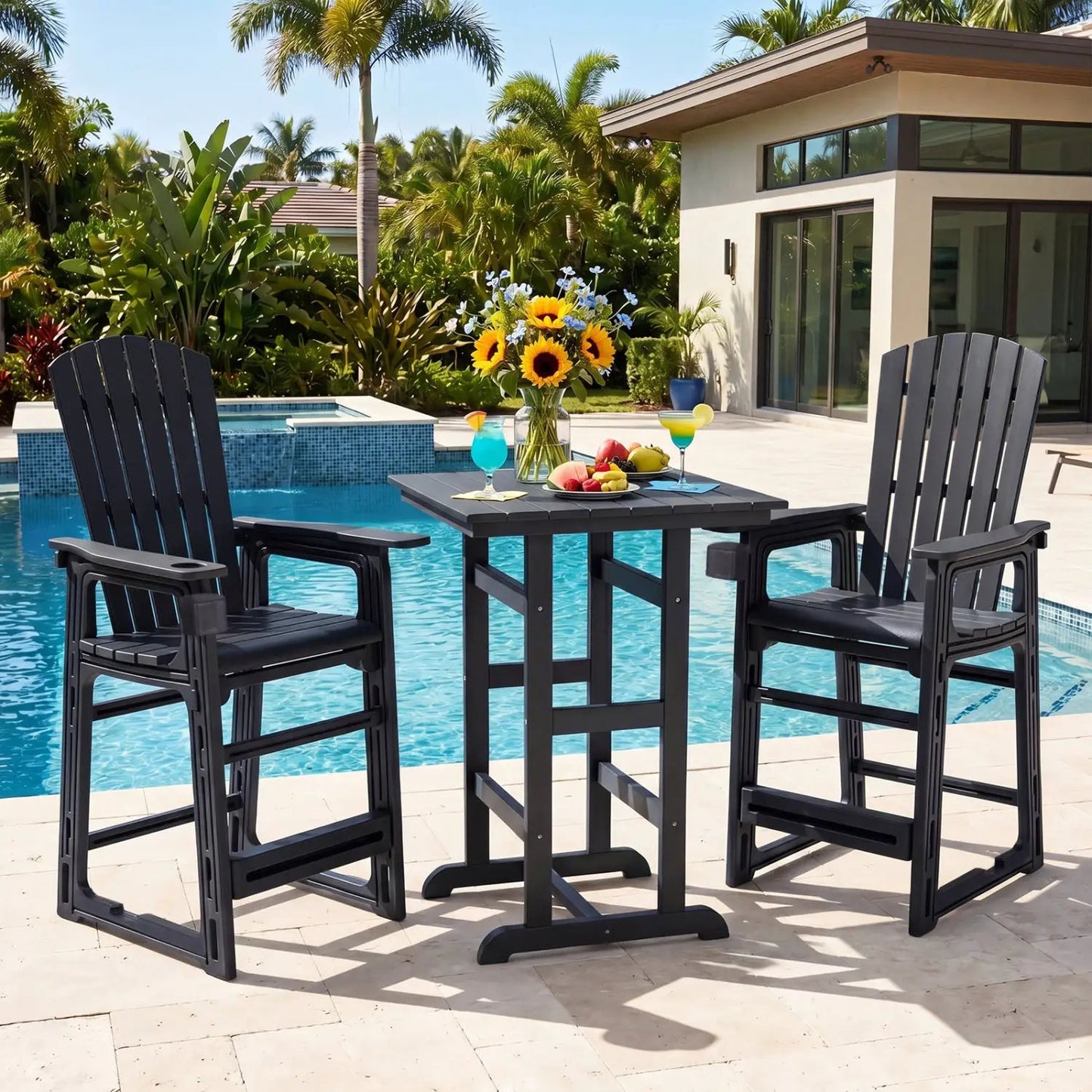 Outdoor Bar Stool 29 Inch Height With Backrest