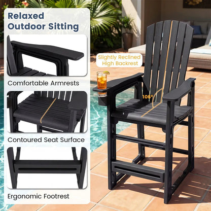 Outdoor Bar Stool 29 Inch Height With Backrest