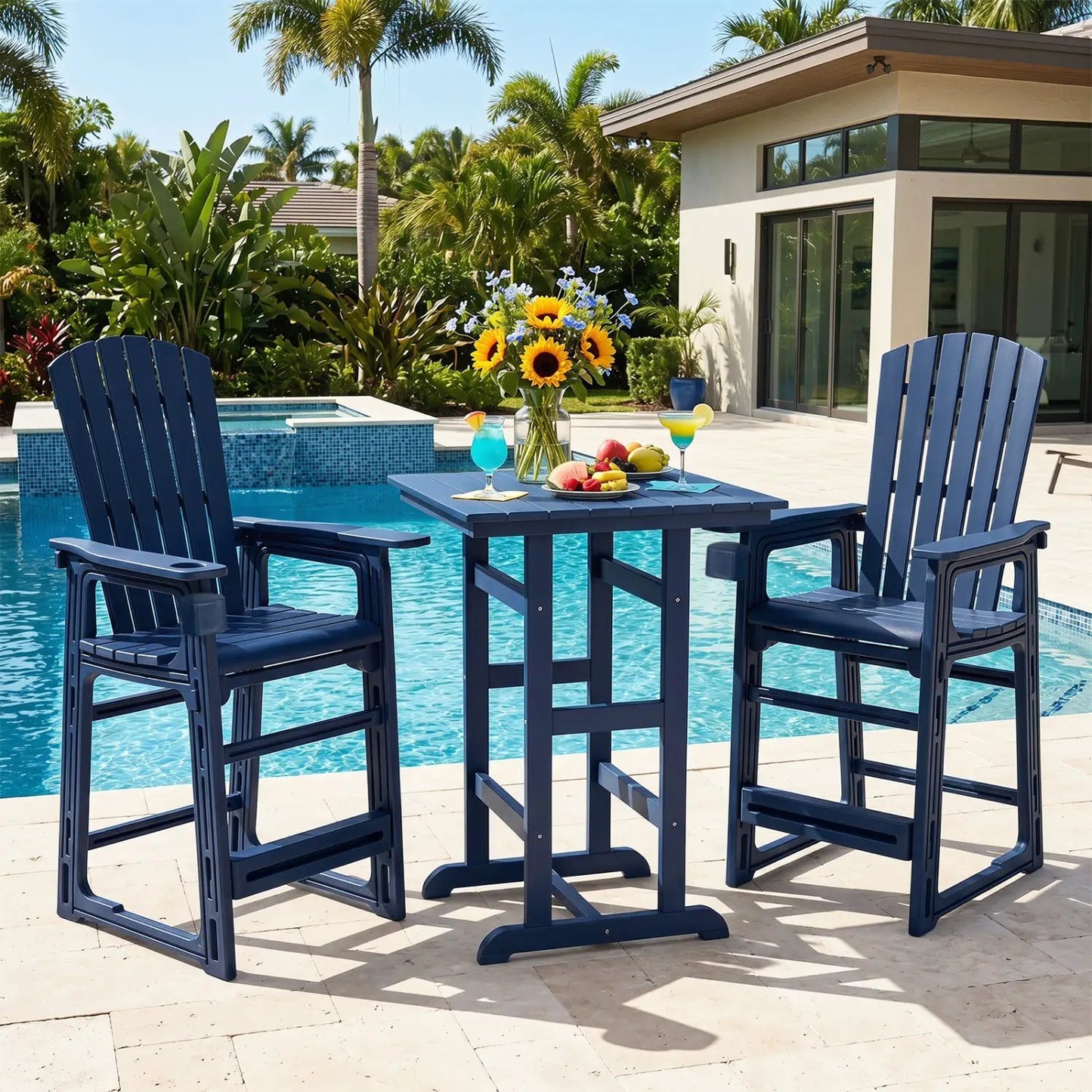 Outdoor Bar Stool 29 Inch Height With Backrest