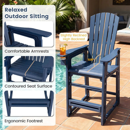 Outdoor Bar Stool 29 Inch Height With Backrest