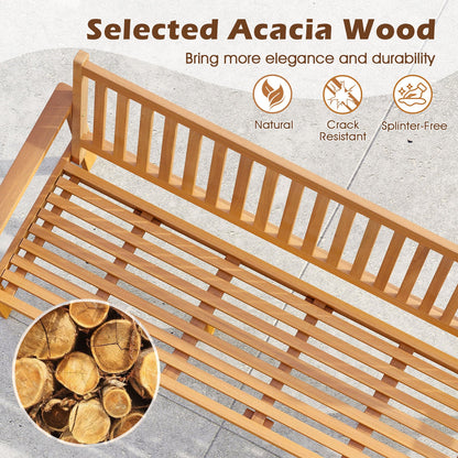 Outdoor 3-Seat Wood Bench with Seat Cushion and Slatted Seat-White - Tampa Home & Garden Store
