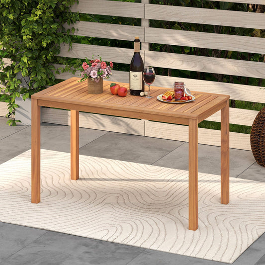 Outdoor Acacia Wood Dining Table with Slatted Tabletop for 4-6 - Tampa Home & Garden Store