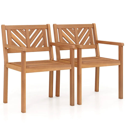 Outdoor Acacia Wood Patio Dining Chairs Garden