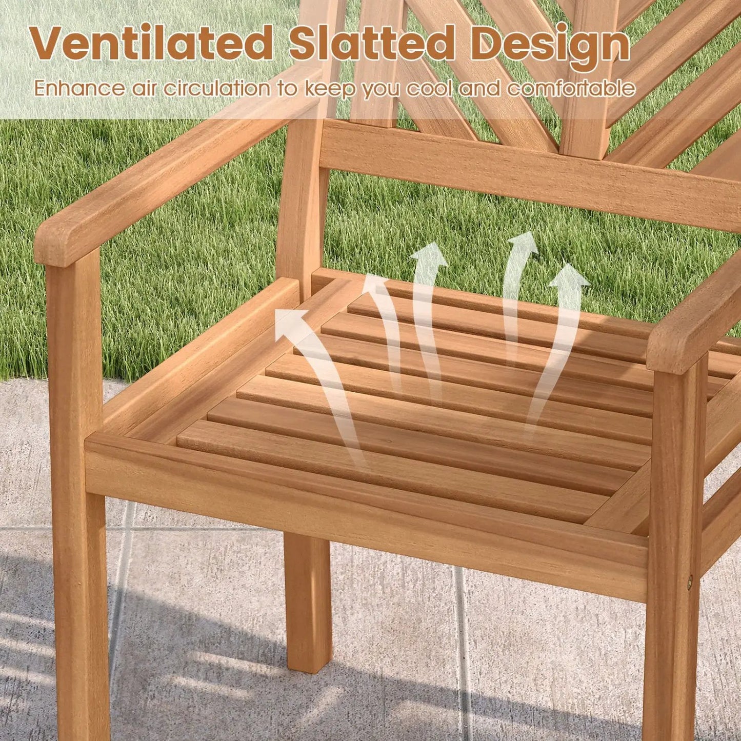 Outdoor Acacia Wood Patio Dining Chairs Garden