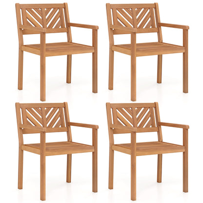 Outdoor Acacia Wood Patio Dining Chairs Garden