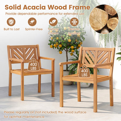 Outdoor Acacia Wood Patio Dining Chairs Garden
