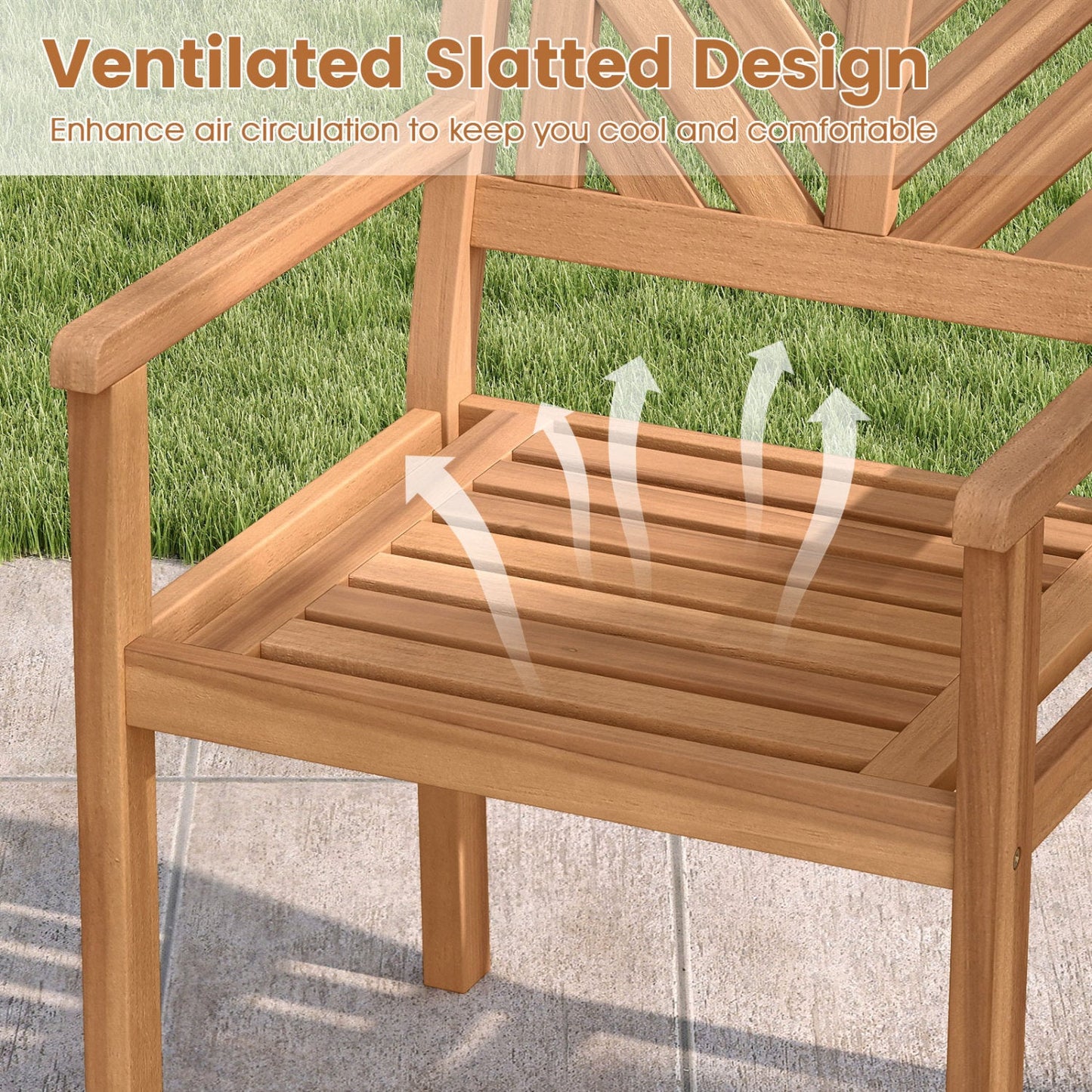 Outdoor Acacia Wood Patio Dining Chairs Garden