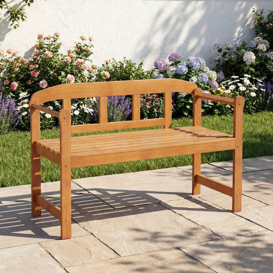 2-Seater Acacia Wood Garden Bench with Backrest & Armrests by DirectDeals on Tampa Home & Garden Store