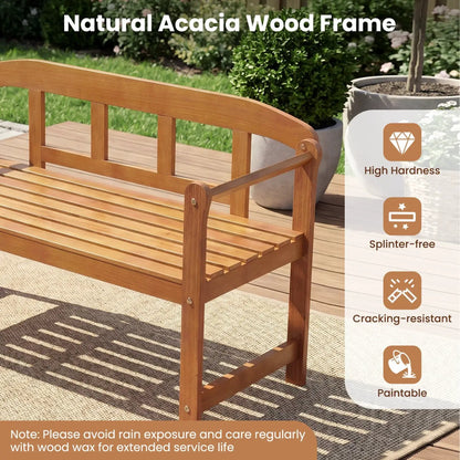 Acacia Wood Garden Bench With Backrest and Arms