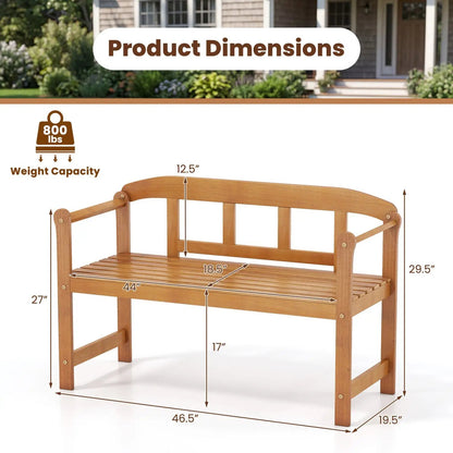 Acacia Wood Garden Bench With Backrest and Arms