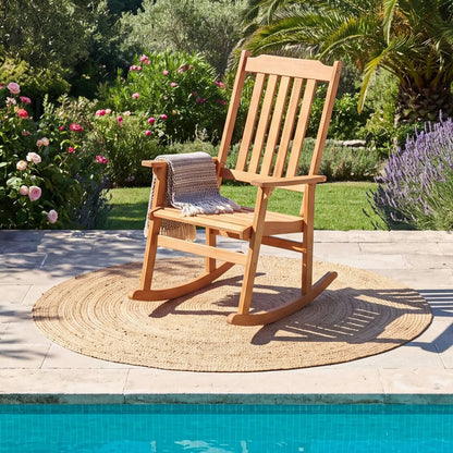 Acacia Wood Rocking Chair with High Back Patio