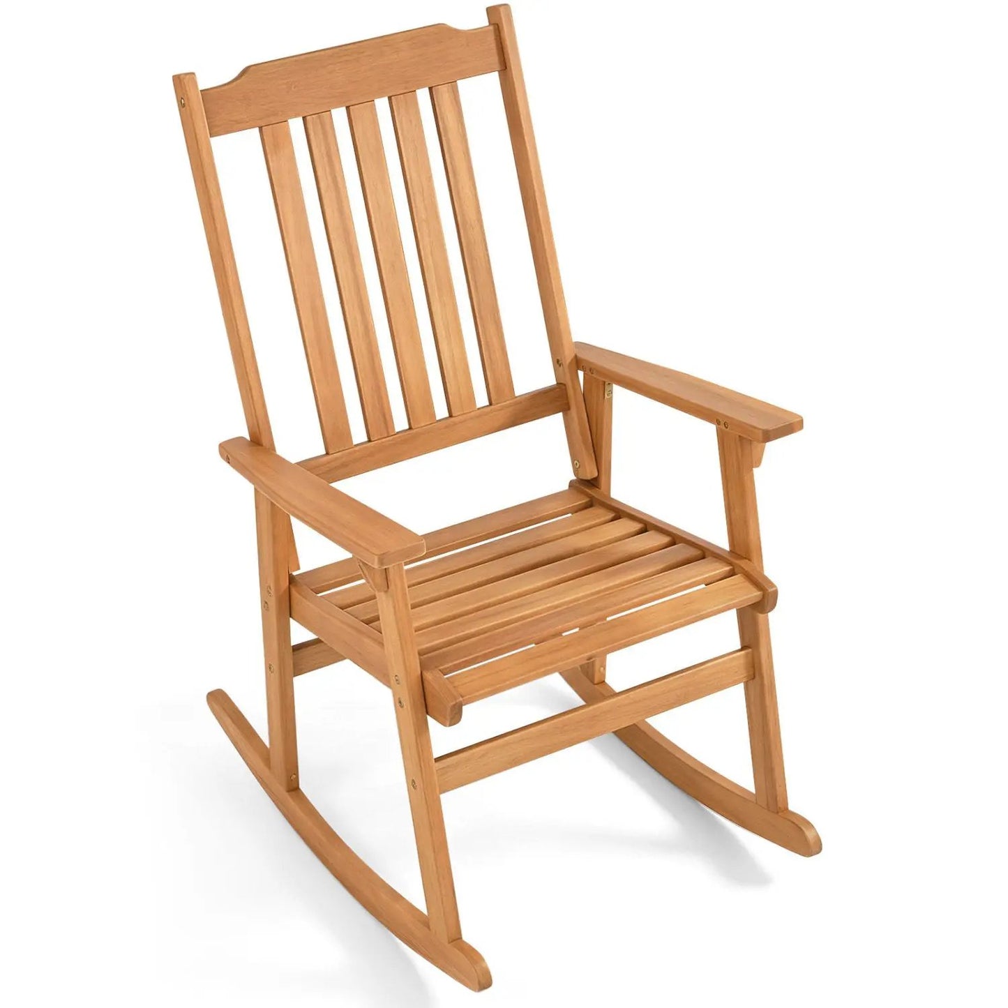 Acacia Wood Rocking Chair with High Back Patio