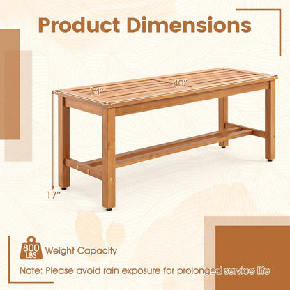 Acacia Wood Patio Bench for Two with Slatted Seat