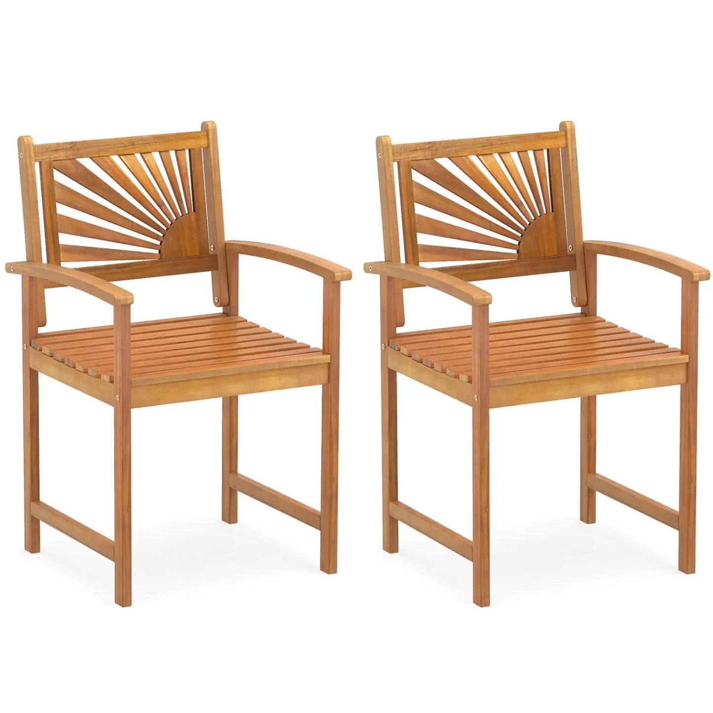 Acacia Wood Patio Dining Chairs Set Of 2