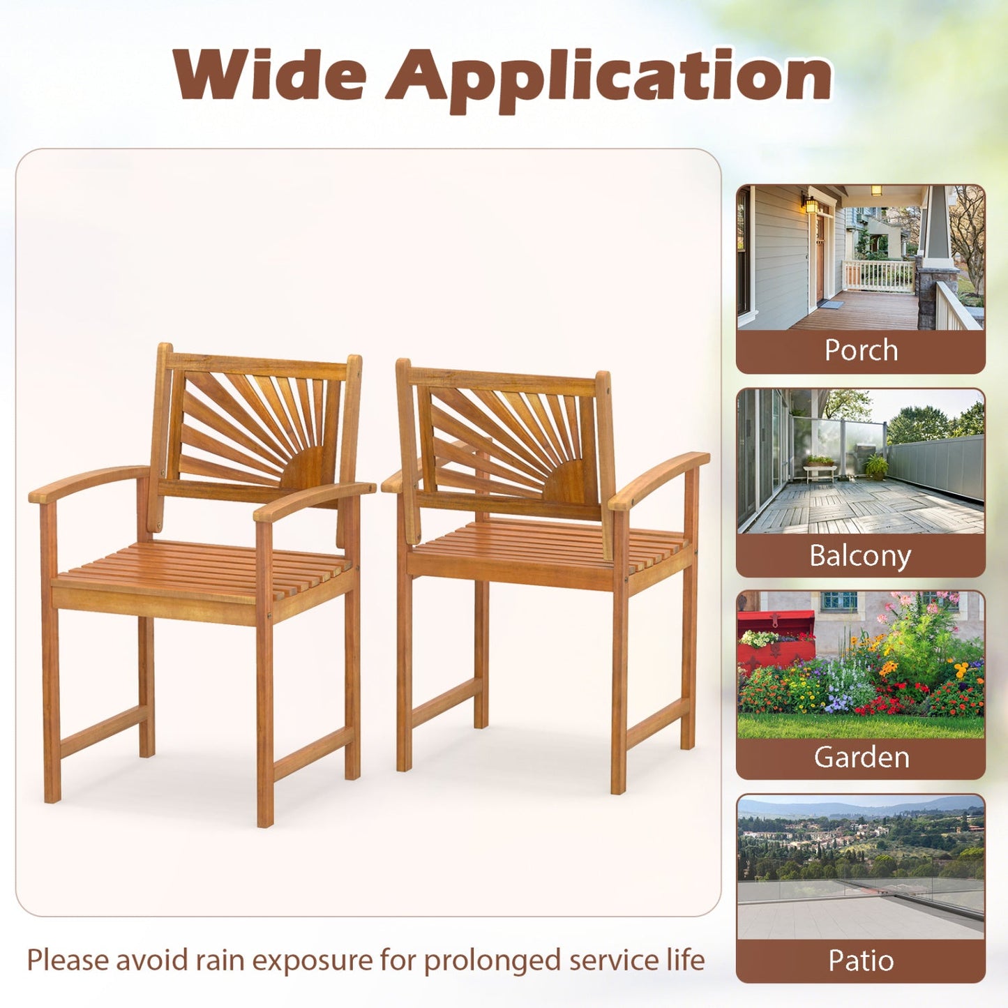 Acacia wood patio dining chairs set of 2 DirectDeals on Tampa Home & Garden Store