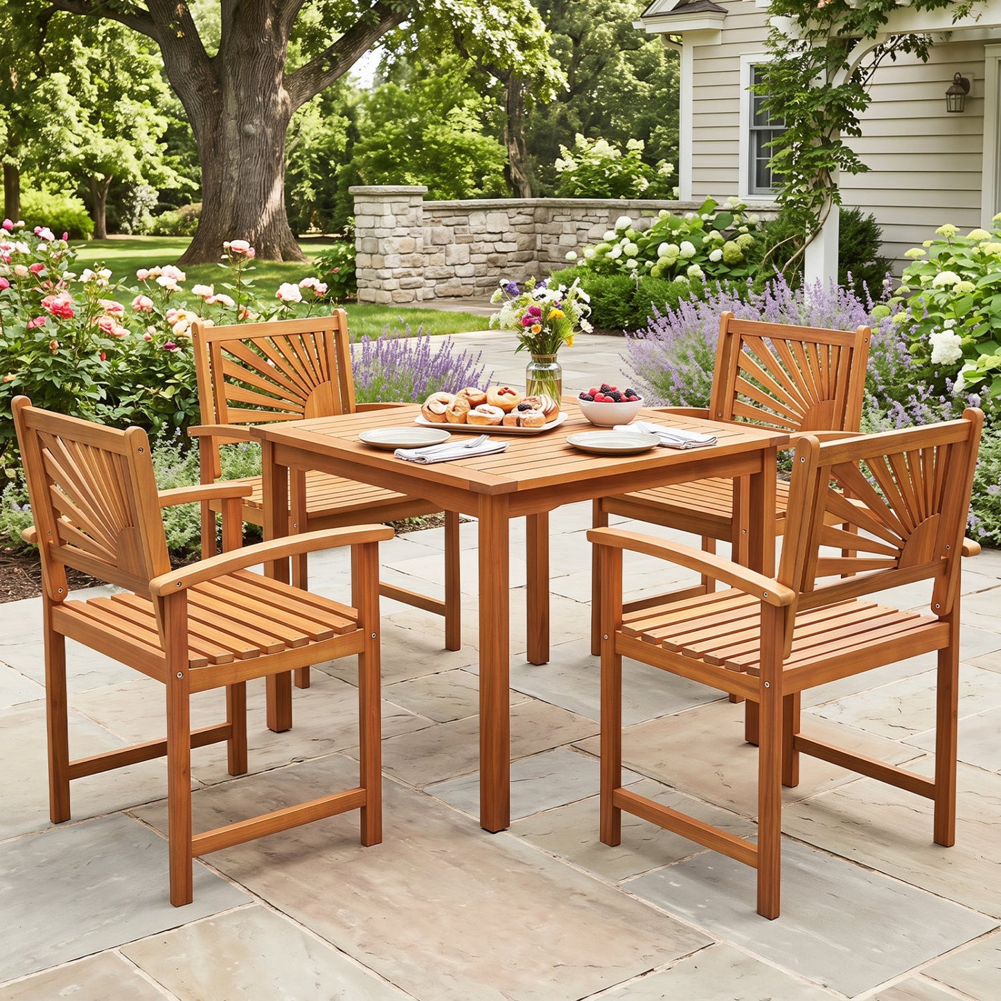 Acacia Wood Patio Dining Chairs set of 2 in natural finish DirectDeals on Tampa Home & Garden Store