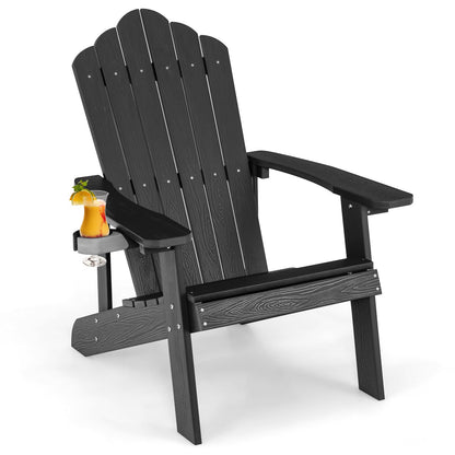 Sillón Adirondack de exterior de HIPS resistente a la intemperie con portavasos - Negro