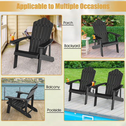 Sillón Adirondack de exterior de HIPS resistente a la intemperie con portavasos - Negro