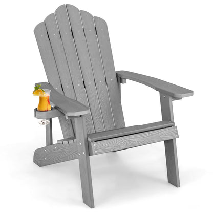 Sillón Adirondack de exterior de HIPS resistente a la intemperie con portavasos - Negro