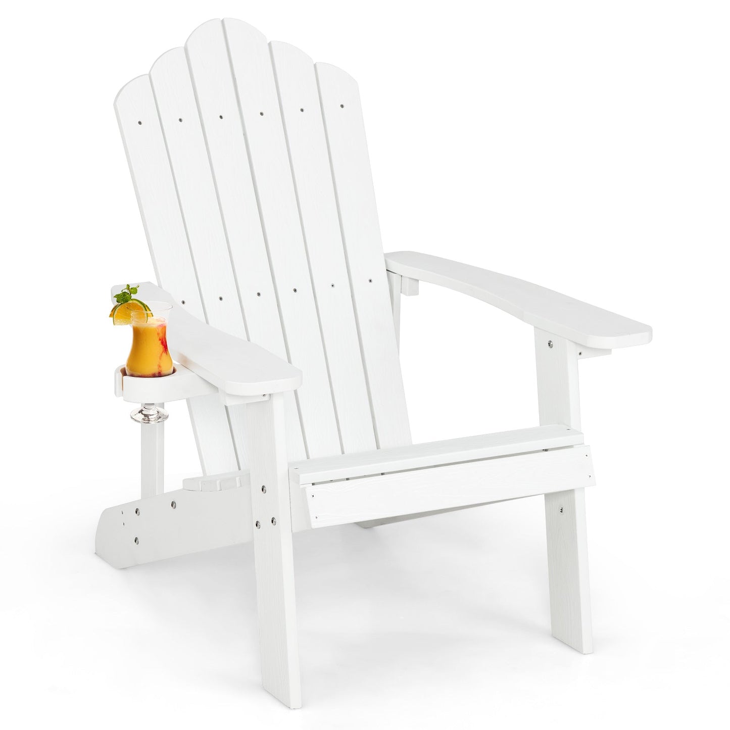 Sillón Adirondack de exterior de HIPS resistente a la intemperie con portavasos - Negro