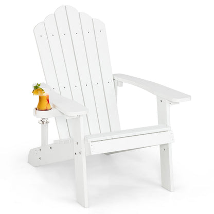 Sillón Adirondack de exterior de HIPS resistente a la intemperie con portavasos - Negro
