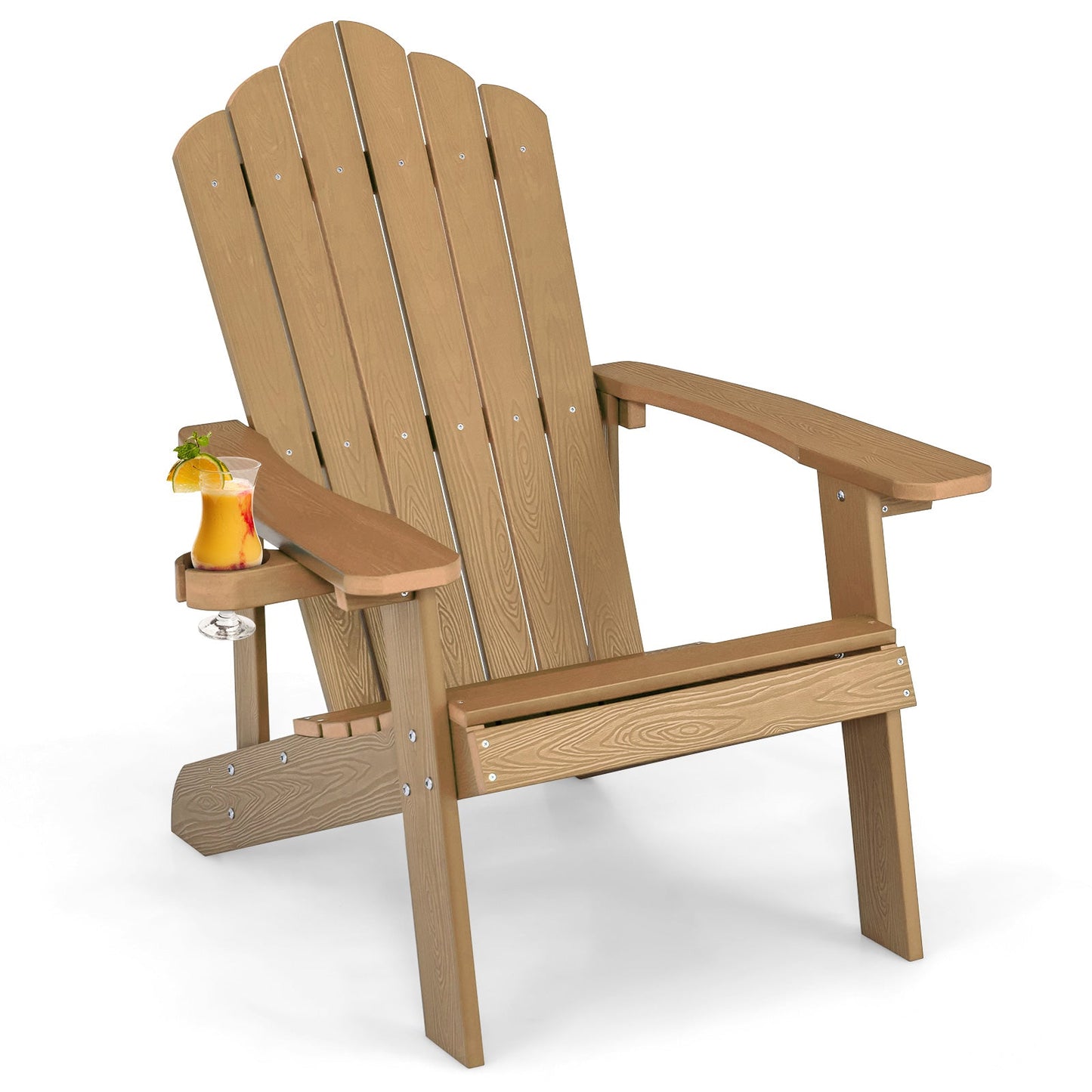Sillón Adirondack de exterior de HIPS resistente a la intemperie con portavasos - Negro
