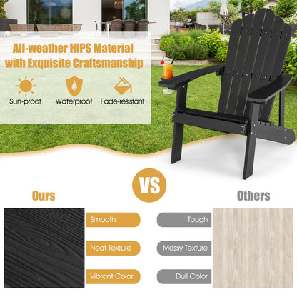 Sillón Adirondack de exterior de HIPS resistente a la intemperie con portavasos - Negro