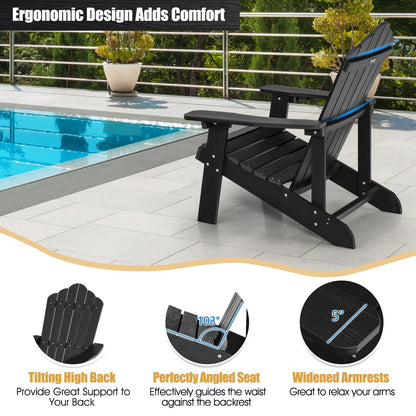 Sillón Adirondack de exterior de HIPS resistente a la intemperie con portavasos - Negro