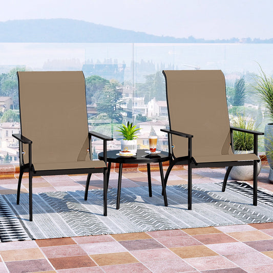 Outdoor Adirondack Chair with High Back and Metal Frame for Porch Garden-Coffee - Tampa Home & Garden Store