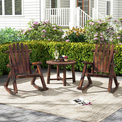 Mecedora Adirondack de exterior para adultos, mecedora de madera maciza para porche - Marrón