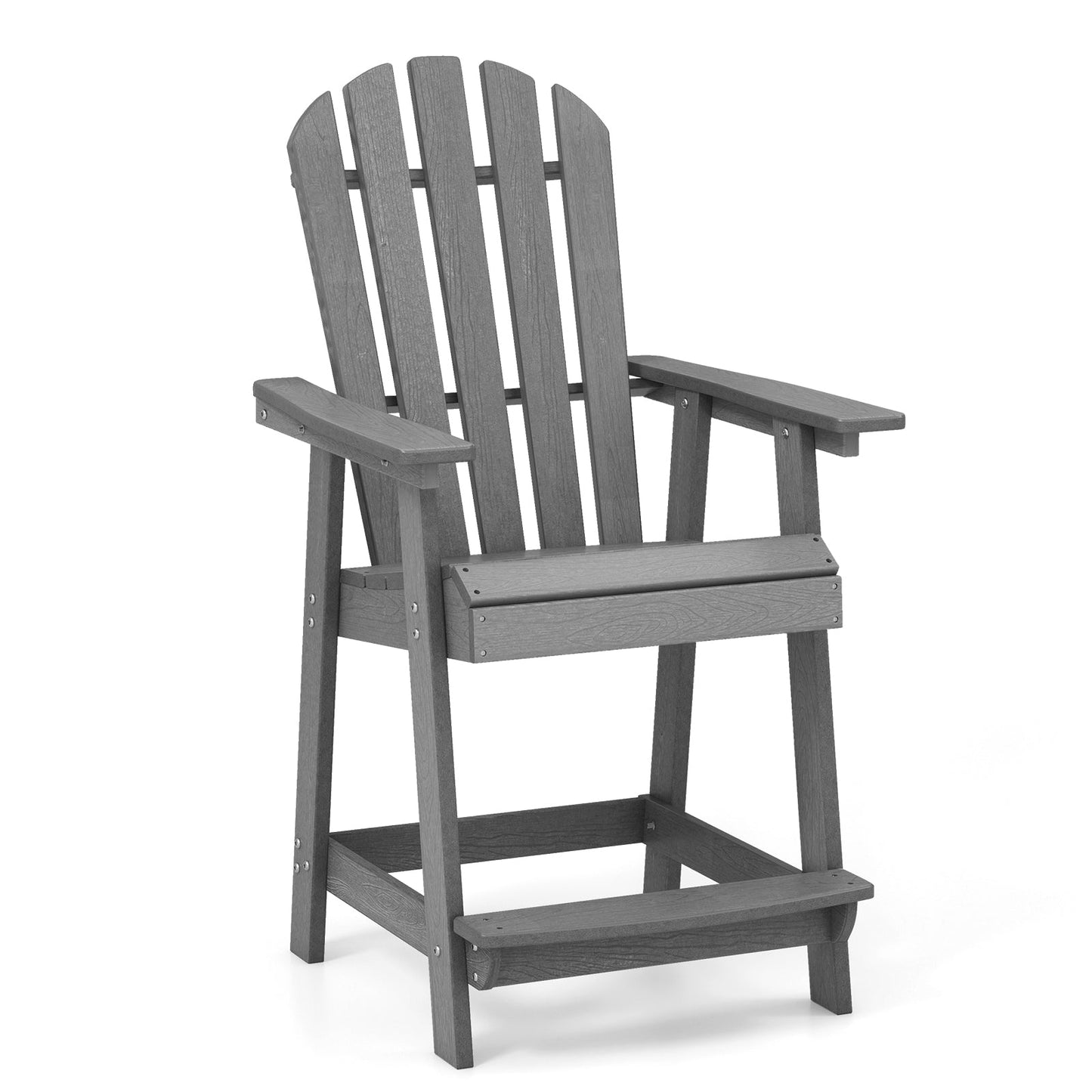 HDPE Patio Chair with Armrest and Footrest for Indoor Outdoor-Brown