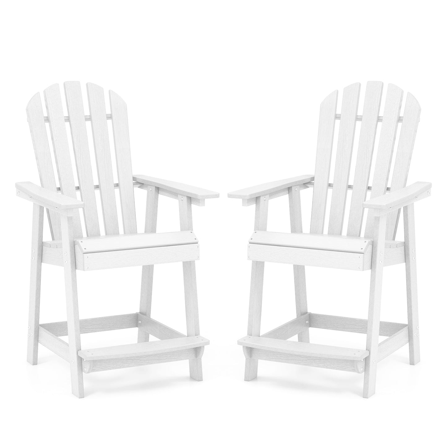 HDPE Patio Chair with Armrest and Footrest for Indoor Outdoor-White