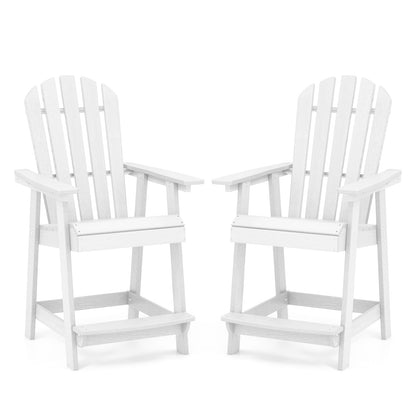 HDPE Patio Chair with Armrest and Footrest for Indoor Outdoor-White