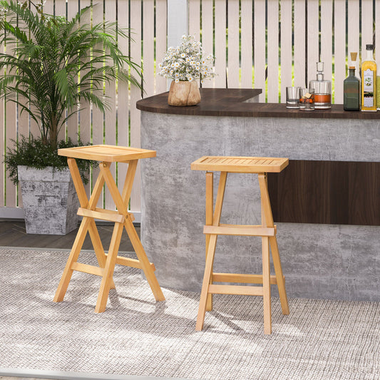 Set of 2 No Assembly Outdoor Bar Stools with Countered Seat - Tampa Home & Garden Store
