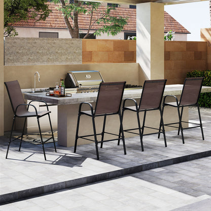 Outdoor Bar Stools Set of 2 29 Inch Fabric Bar Height Stools with Armrests