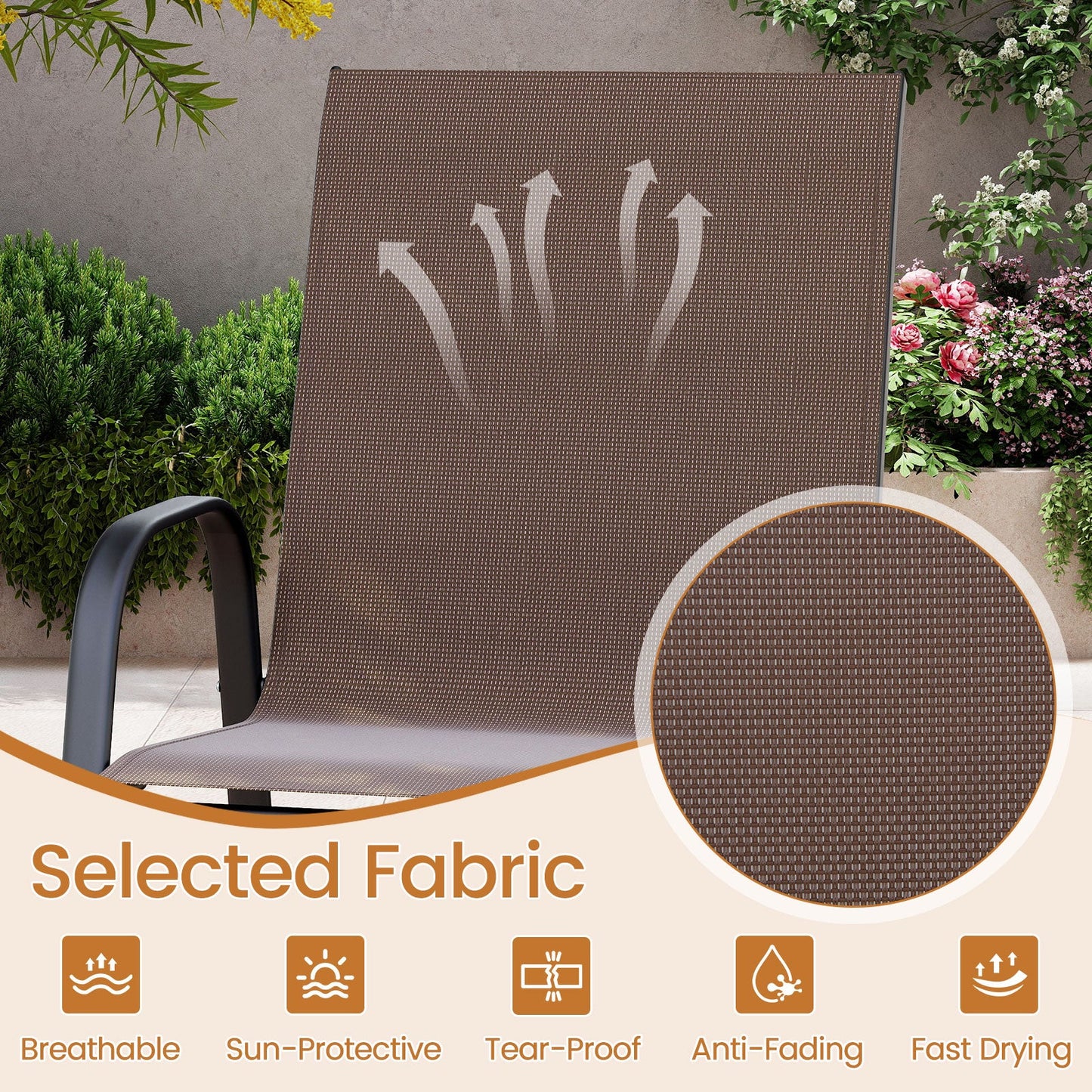 Outdoor Bar Stools Set of 2 29 Inch Fabric Bar Height Stools with Armrests