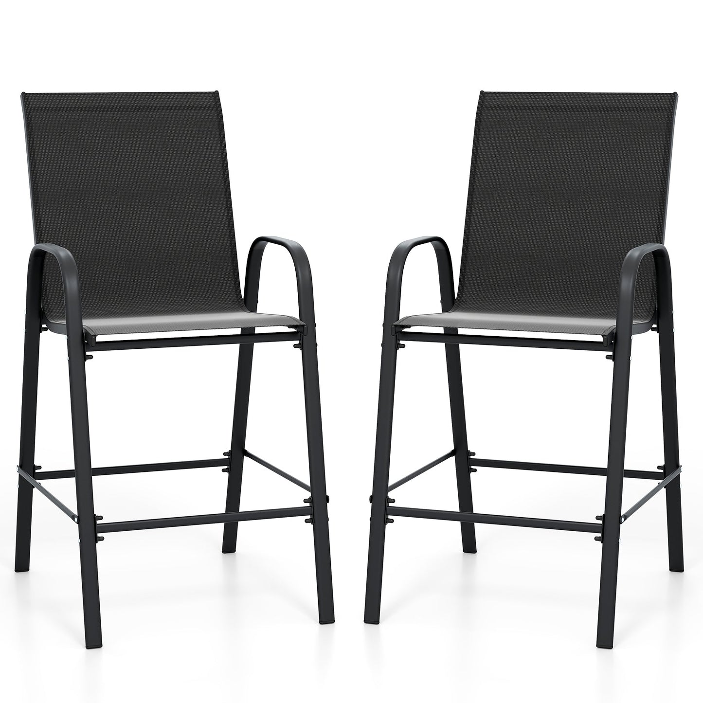 Outdoor Bar Stools Set of 2 29 Inch Fabric Bar Height Stools with Armrests